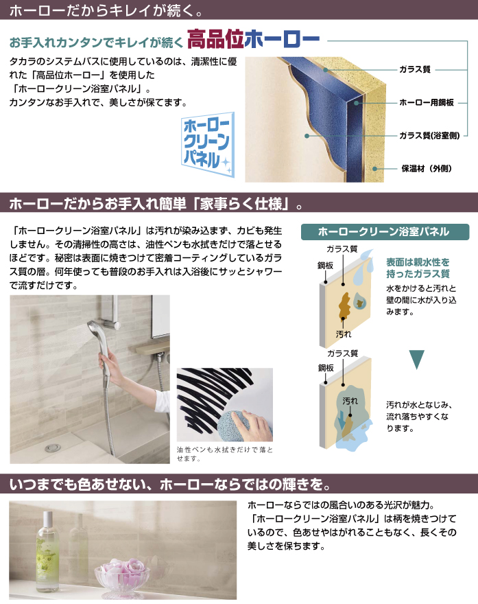 タカラスタンダード システムバスルーム・ユニットバスルーム マンション用 伸びの美浴室 ホーロークリンーンパネル